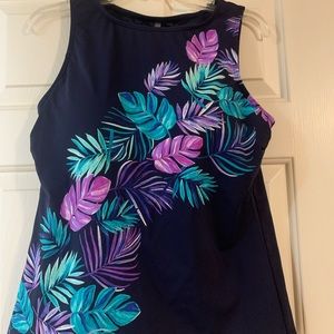 Lands’ End High Neck Modest Tankini Top Size 12DD